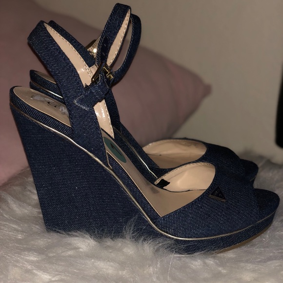 blue jean wedges